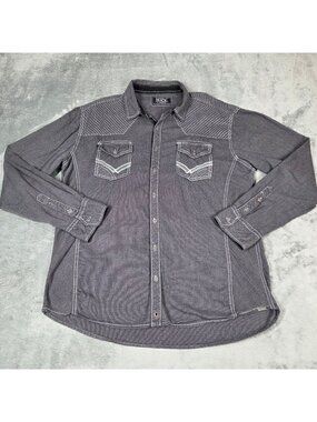 Buckle Black Shirt Mens XL Gray Athletic Fit Embroidered Western Button Up